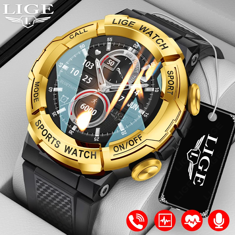 LIGE 2026 Smart Watch Man Outdoor Sports AI Voice Bracelet Bluetooth Call Heart Rate Tracker For Android IOS ECG Smartwatch Gift