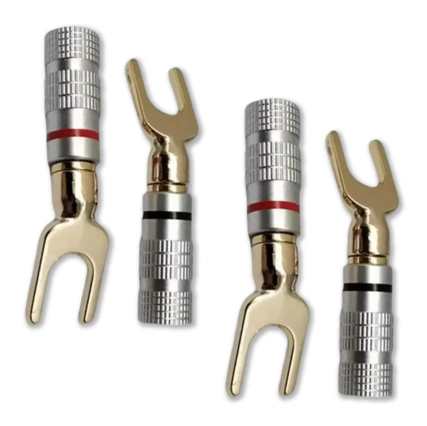 Y-shaped Banana Speaker Plug Horn Connector Gold-plated Wiring Fork