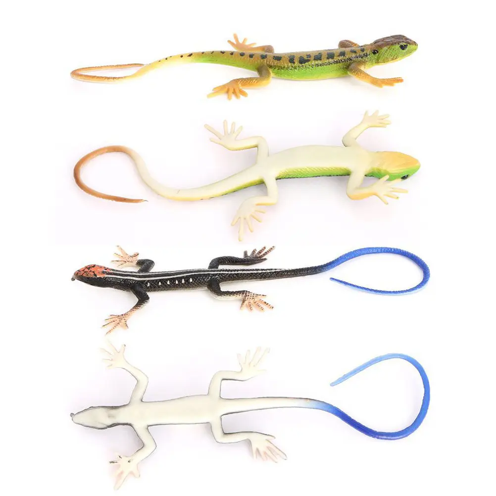 4 Pcs Toys Simulation Animal Figures Prank Props Simulated Models Fake Realistic Lizard Miniature Statue