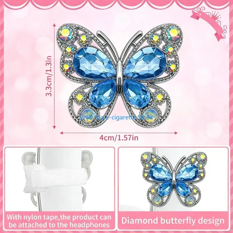 2PCS glitzernde Schmetterlings-Kopfhörerdekorationen aus Legierung für stilvolle Personalisierung, modischen Charme Y4QF – Detail 6