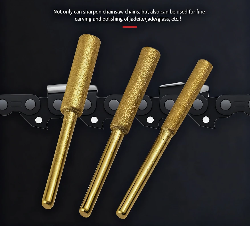6pcs Diamond Coated Cylindrical Burr 4/4.8/5.5mm Chainsaw Sharpener Stone File Chain Sharpening Carving Grinding Tools Kits