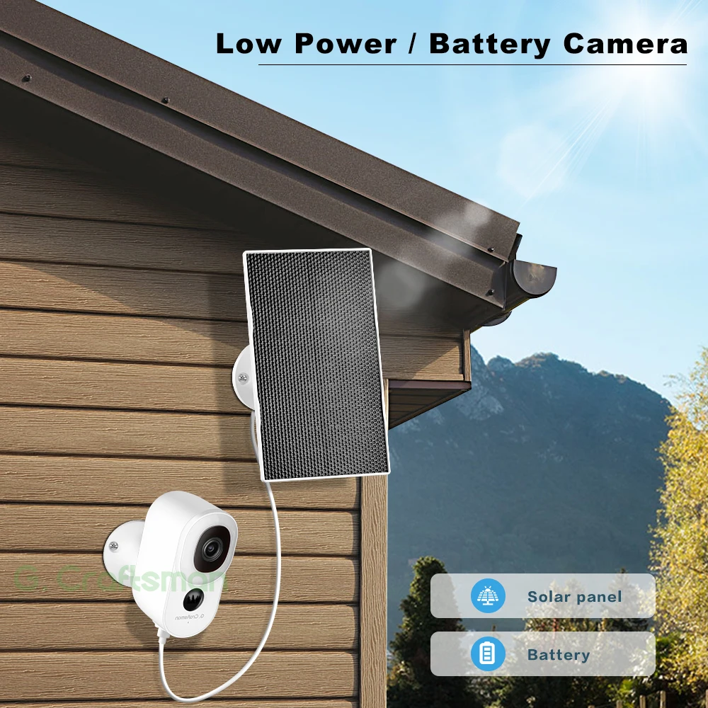 L2 G.Craftsman 3MP WIFI Solar Panel Home Security Wireless Surveillance Camera CCTV with Rechargeable battery PIR GCLink