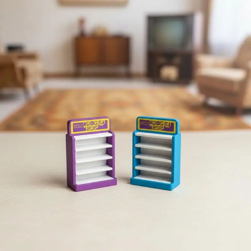 Dollhouse Miniature 1/12 Retro Recorder Video Tape Shelf Set Handmade Model Ornament for Mini Room Scene Simulation