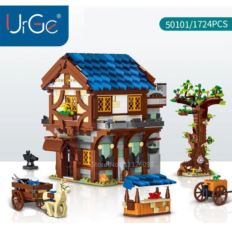 Urge Ideas The Medieval Town Stable Moc Modular Building Blocks City Street View Retro Cabin House Brick Set Toy Kid Gifts 21325