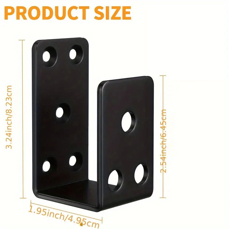 U Shaped Door Reinforcement Bracket, Heavy Duty 1PC Black Security Support Fits 2x4 Lumber for Home Garage Shed Gate