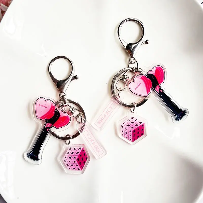 BLACK PINK Mini Stick Keychain Anime Peripheral Cheer Stick Charm Backpack Hanging Ornament Creative Fan Souvenir Gift view 2