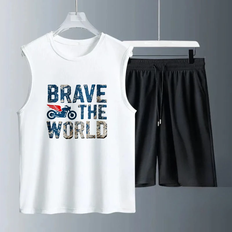 

Men's Tank top Sets Polyester Summe Breathable Men's summer clothing Fashion men's suits Short Sleeve+ Shorts men's clothing set