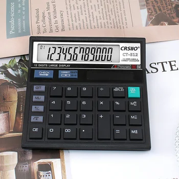Calculadora com display LCD de 12 dígitos Calculadora de função padrão com energia dupla solar e bateria para escritório de mesa básico doméstico