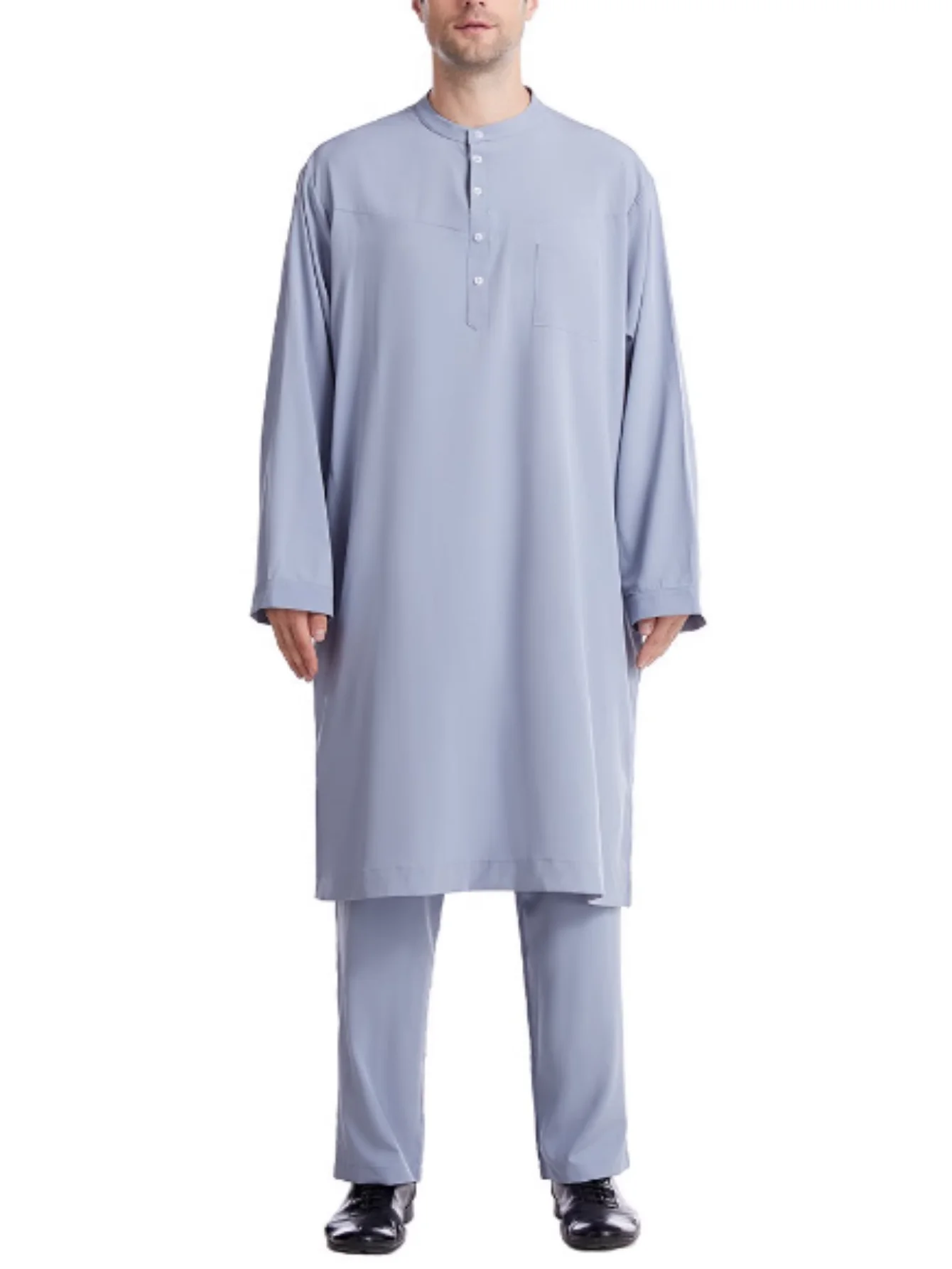 Arab men small stand collar ethnic robe suit, showing dignity