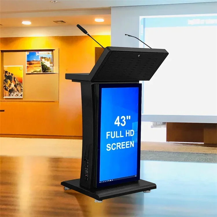 China Manufacturer Classroom Smart Voice Pulpit Church Podium Digital Podium with Interactive Microphone