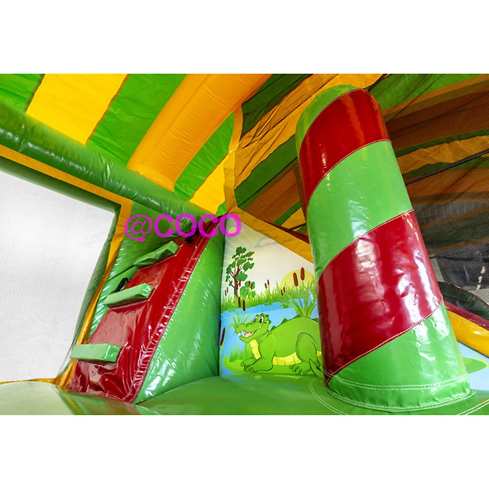 free ship to sea port,crocodile inflatable bouncy combo, newest custom inflatable jumper house with slide