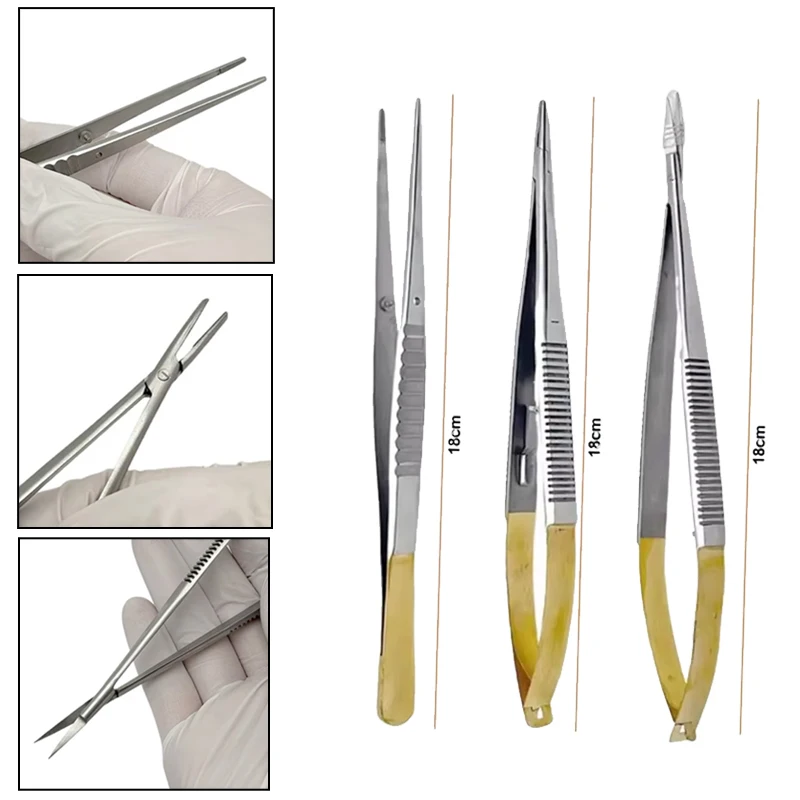 

Стоматологический держатель иглы Castroviejo 18 см, хирургические ножницы, ортодонтический имплантат, удерживающие щипцы, пинцет, стоматологические инструменты