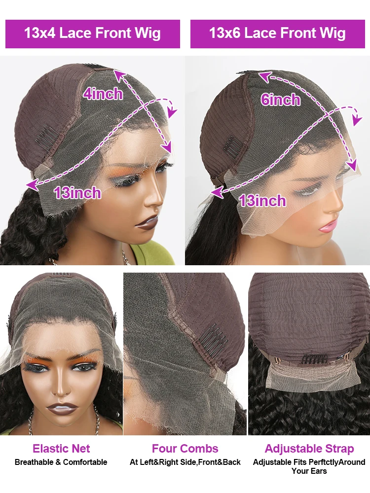 40 Inch Loose Deep Wave Lace Front Human Hair Wig Brazilian Nature Wave Curly Wigs Human Hair 13x6 HD Lace Frontal Wig For Women image 6