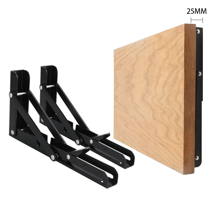 8-20 inch 2PCS Black Heavy Duty Folding Shelf Brackets Triangle Straight Billy Bracket Wall Mounted Bench Table with Screws