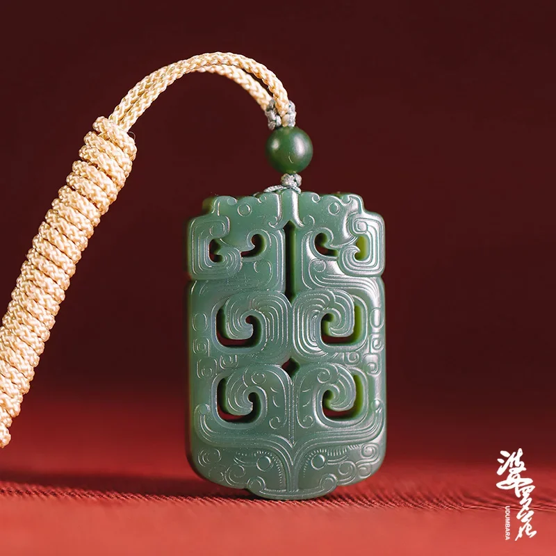 Natural hetian jade A HandCarved green  dragon jadeite jade pendant necklaces jewelry woman