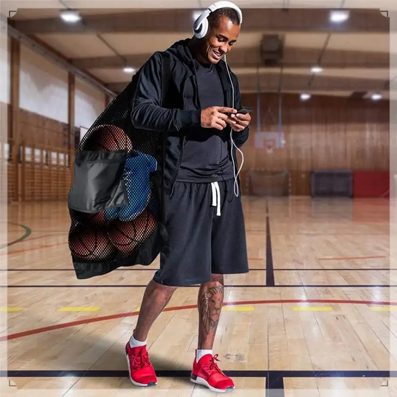 

Extra Large Basketball And Volleyball Mesh Bag. Used To Store Basketball, Volleyball, Baseball And Swimming Equipment. Durable