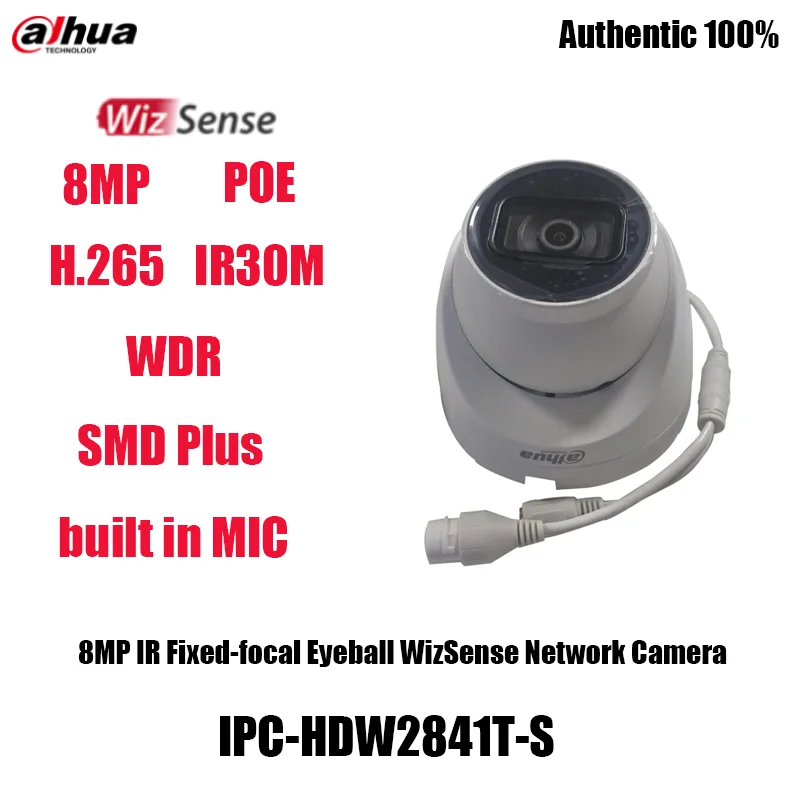 

Dahua NEW IPC-HDW2841T-S 8MP POE H.265 IR30M build in MIC SMD Plus WDR Fixed focal Eyeball WizSense Network Camera