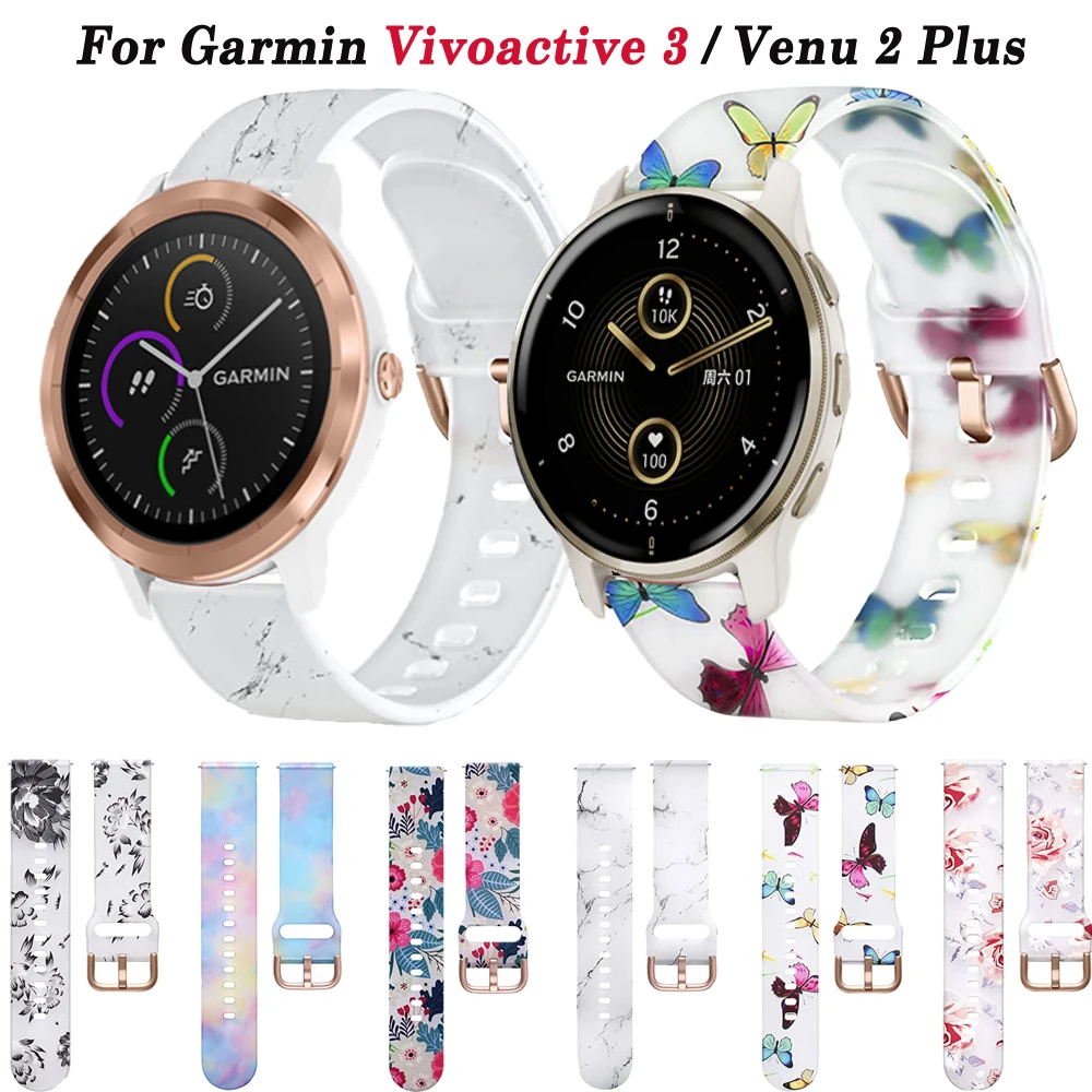 20mm Smartwatch Strap For Garmin Venu SQ Vivoactive 3 Venu2 Plus Silicone Wristband Forerunner 645 245 Vivomove HR Bracelet Band