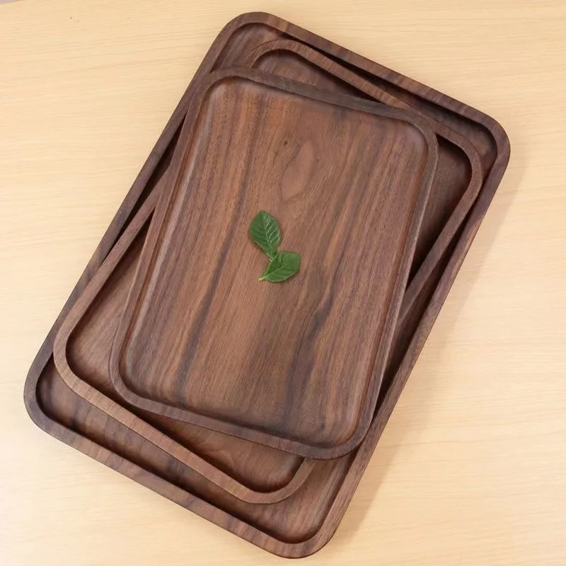 

Black walnut tray rectangular Japanese household put water cup solid wood tray original wooden tea tray dinner plate wooden plat