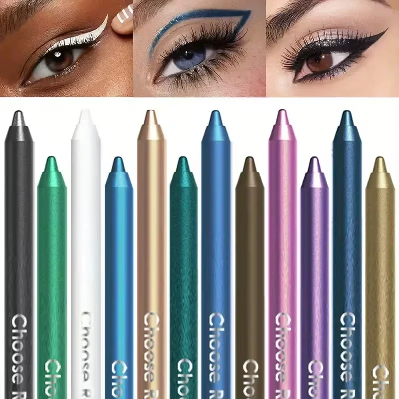12 Colors Set Glitter&Shimmer Eyeshadow Eyeliner Stick Pack Wearing Smooth Application Versatile Halloween Activity Makeup Pens