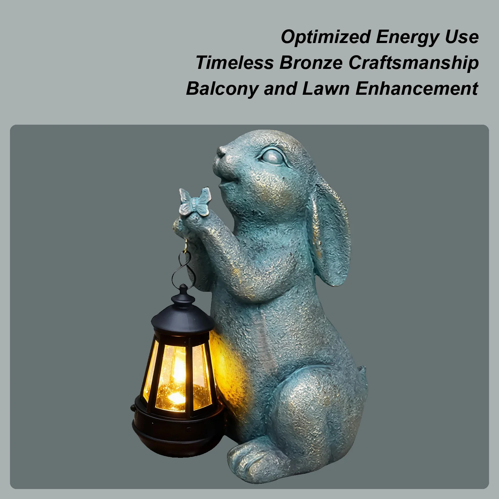 

Bunny Statue Outdoor Vintage Sculpture With Solar Light Art Garden Easter Outdoor Decorations For Home Lawn Outside Porch Patio