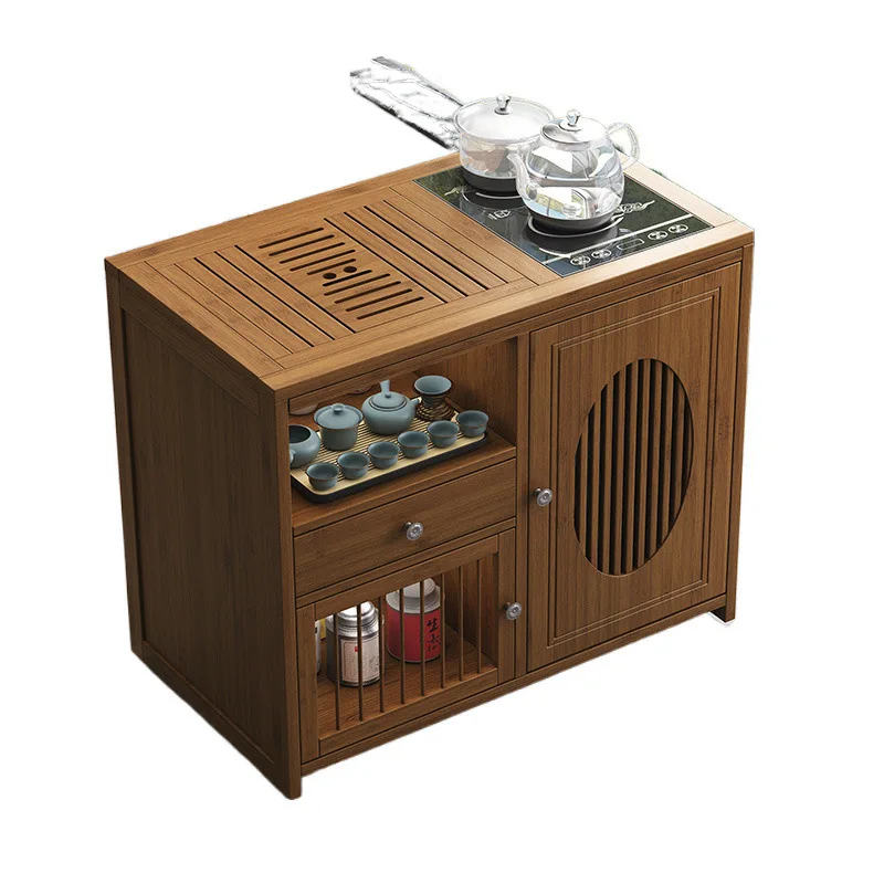 &New Chinese-style mobile  table Small  Household  cart Balcony coffee table Living room kettle Integrated