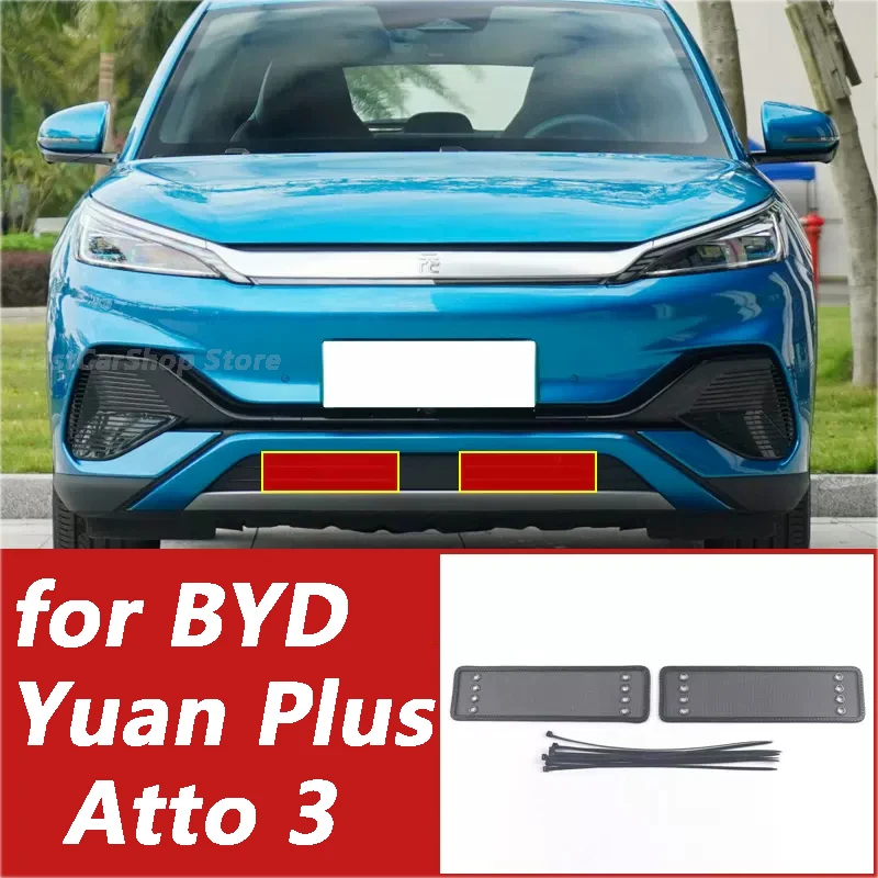 For BYD Yuan Plus Atto 3 2022 2023 Car Front Middle Insect Screening Mesh Grille Insert Net Anti-mosquito Protect Dust Accessory