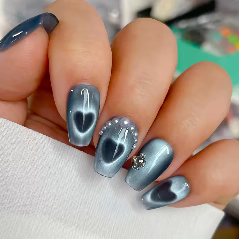 2/4/5 قطعة الأشكال القلب تأثير Y-شكل المغناطيسي أداة مساعدة تمتص القط العين الحب القلب مباراة مع مسمار المغناطيس جيل للأظافر أدوات صغيرة