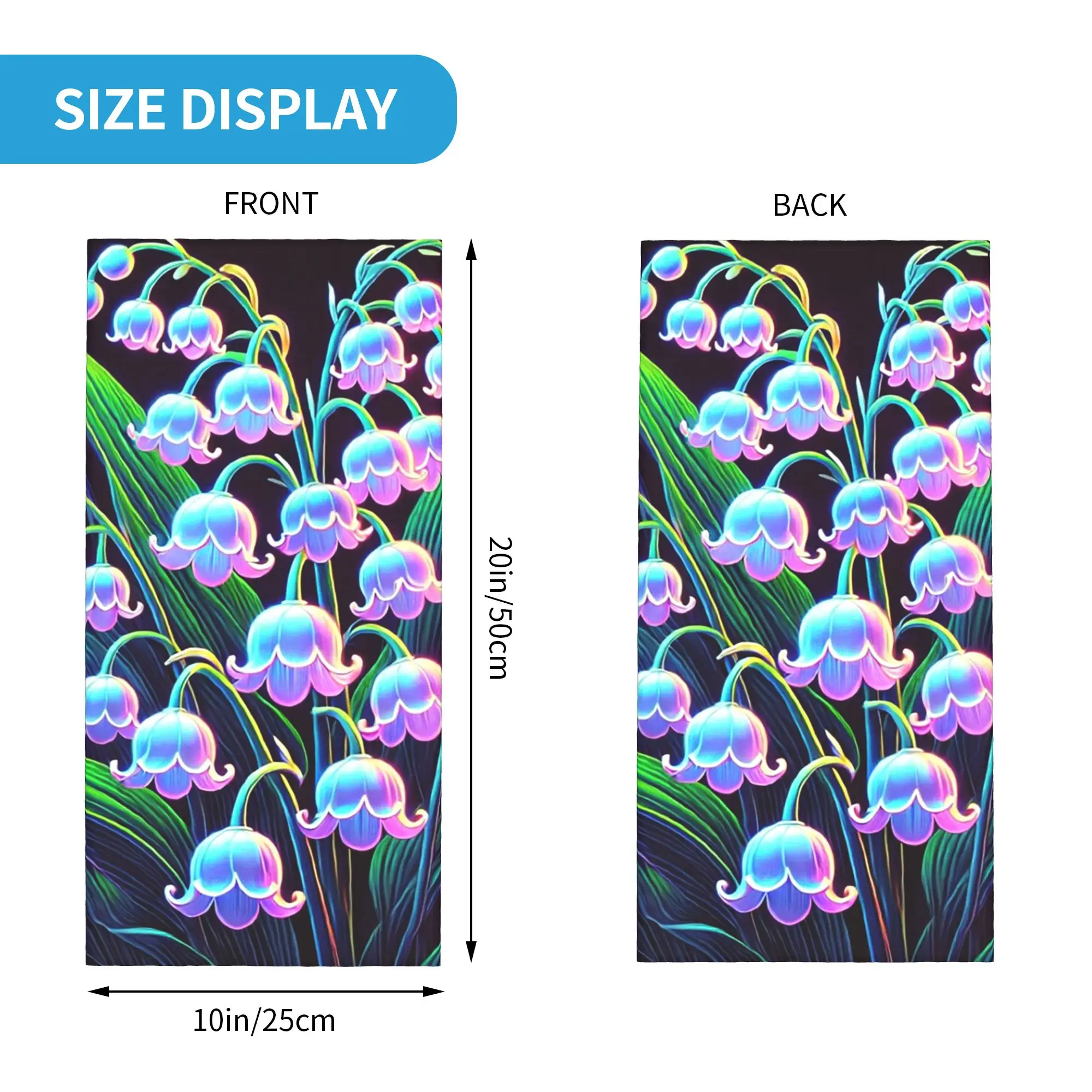 Neon Lily Of The Valley Flower Bandana Neck Cover Printed Magic Scarf Balaclava Outdoor Sports for Men Women Adult Breathable
