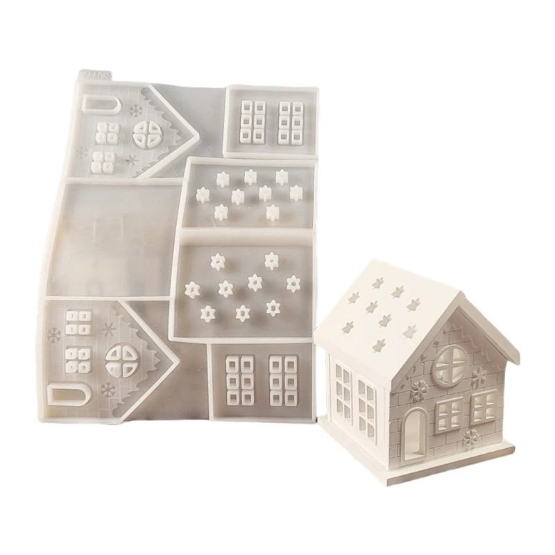 Flexible Silicone Mold Miniature House Shaped Decoration Making Mould Temperature Resistant Gypsum Mould for Ornament