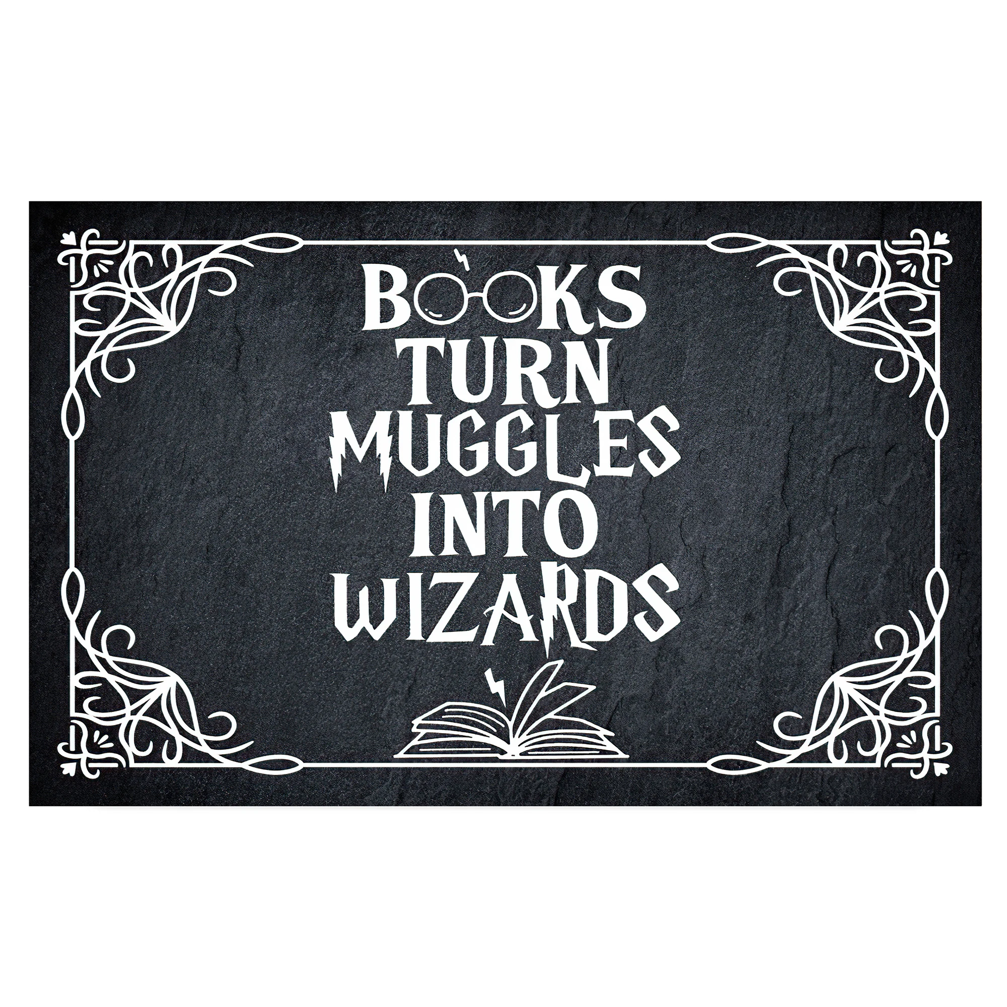 

Books Turn Muggles Into Wizards Doormat Halloween Rubber Non-Slip Funny Mat for Entryway Door Mat Indoor Outdoor Floor Foot Mat