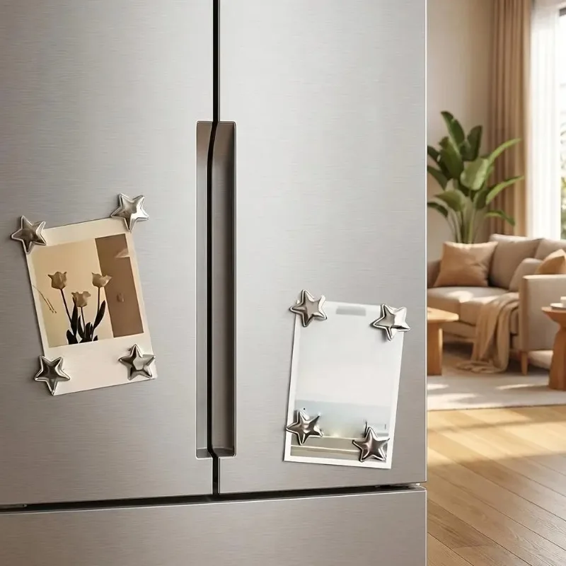 10Pcs Silver Star‑Shaped Refrigerator Magnets Home DIY Decor Magnets For Photo Wall Door Mounting Magnetic Sticker Accessories