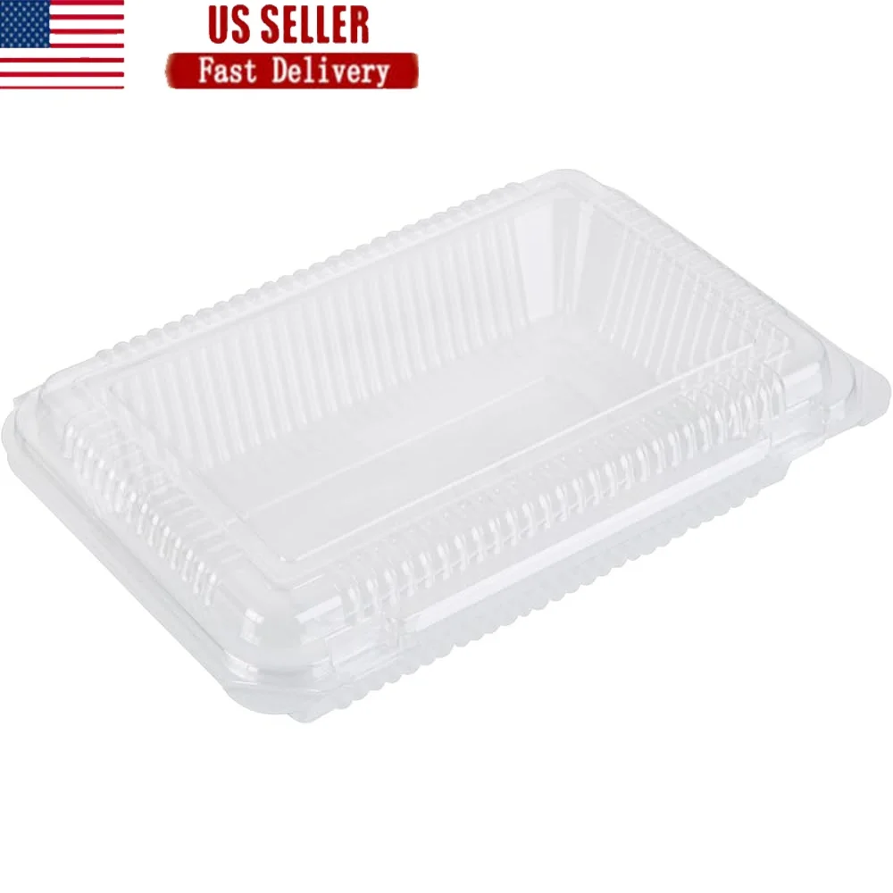 

Durable 100 Pack Clear Plastic Clamshell Food Containers Leak Proof Heavy Duty Rectangle Design Ideal Cold Dishes