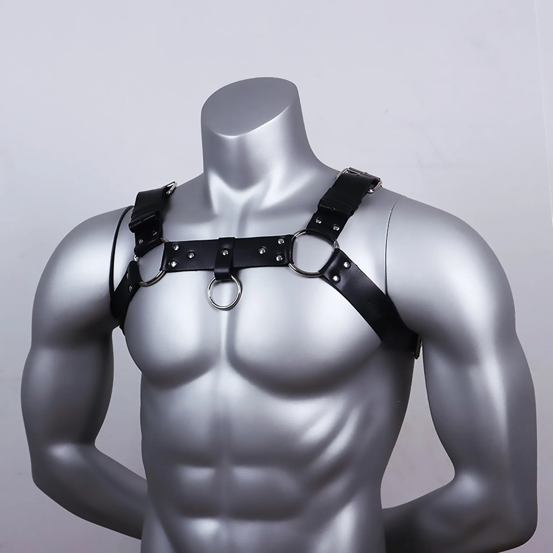 Gay Rave Harness Fetish Men Sexual Harness Belts Adjustable Leather Tops Body Chest Strap Erotic Rave Gay Clothing For BDSM