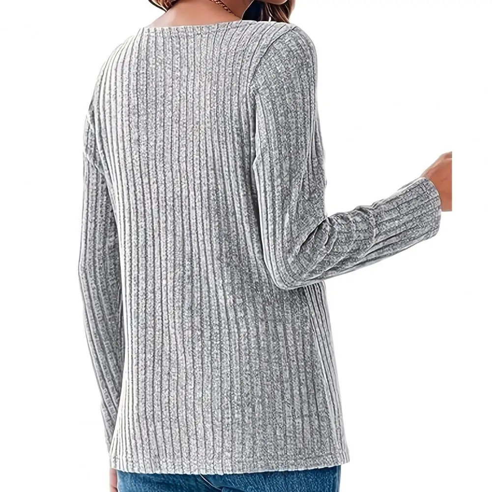 Long Sleeve Blouse Elegant Irregular Slant Neck Women's Sweater Blouse with Single-breasted Buttons Long Sleeves Soft for Fall