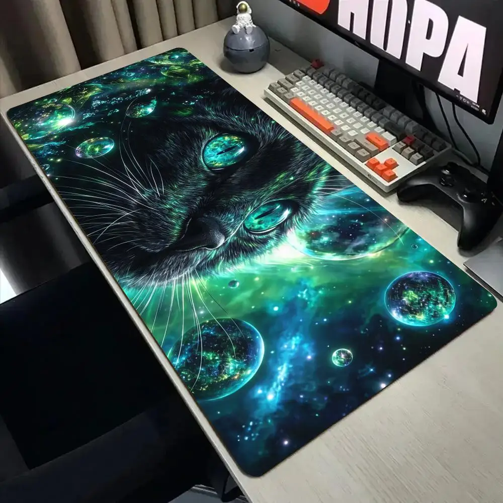 Magical Black Cat Mouse Pad Desk Mat Large Computer Office Carpet XXL Mousepad Gamer Gaming PC Accessories Keyboard Rug Mauspad