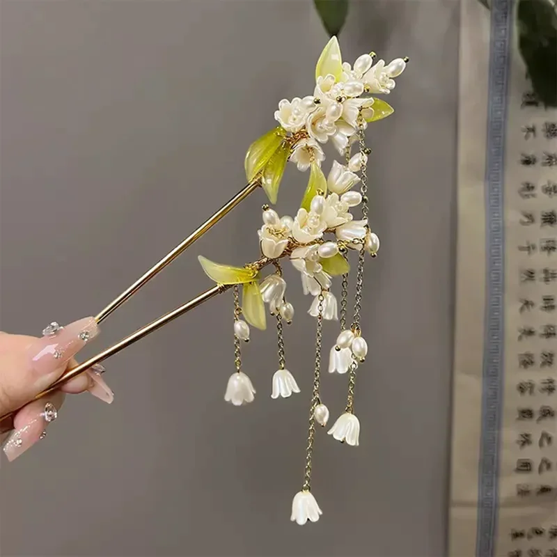 Shining U Pearl Lily of the Valley Hairpin New Chinese Style Fashion Hair Accessory for Women