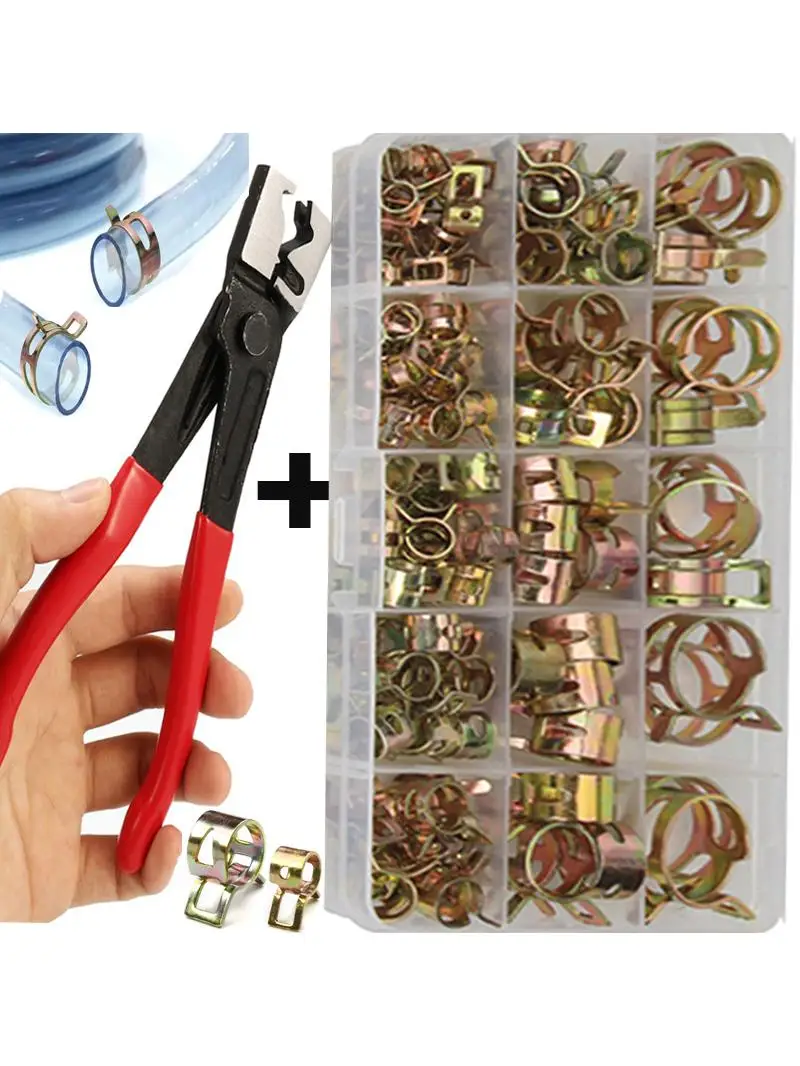 75/100/155 pièces colliers de serrage à ressort tuyau de carburant tuyau d'eau colliers de serrage de Tube d'air collier de serrage de tuyau de fixation 6/8/10/12/14/15/16/18/20/22mm