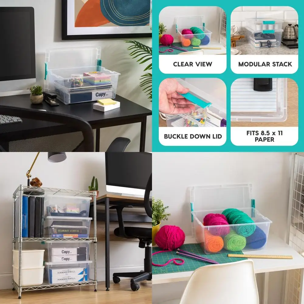 

4-Pack Clear Stackable Small Plastic Storage Bins with Lids for Craft, Sensory Play, and Home Office Organization