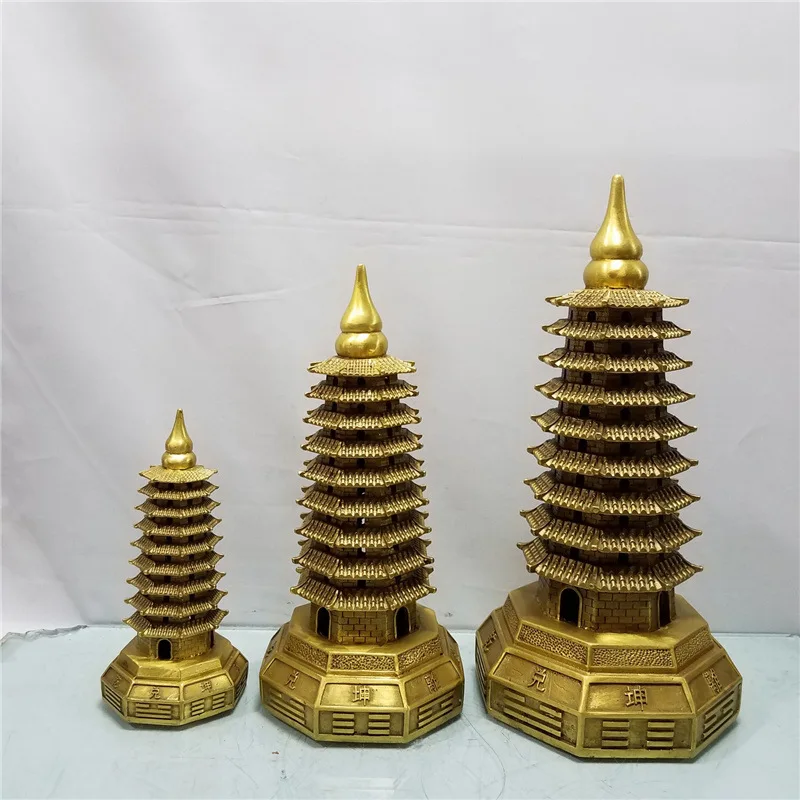 

Brass Wenchang Tower Decoration Nine-Layer Gossip Wenchang Tower Study Desktop Decorative Crafts