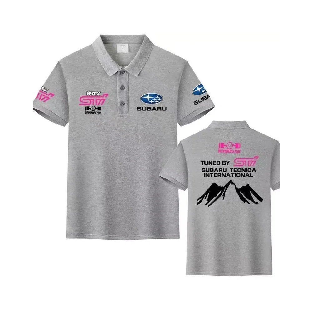 Men's Subaru STI WRX Polo Shirt 80% Cotton Short Sleeve Car Enthusiast Racing T-Shirt Tuned by Subaru Tecnica International Moun