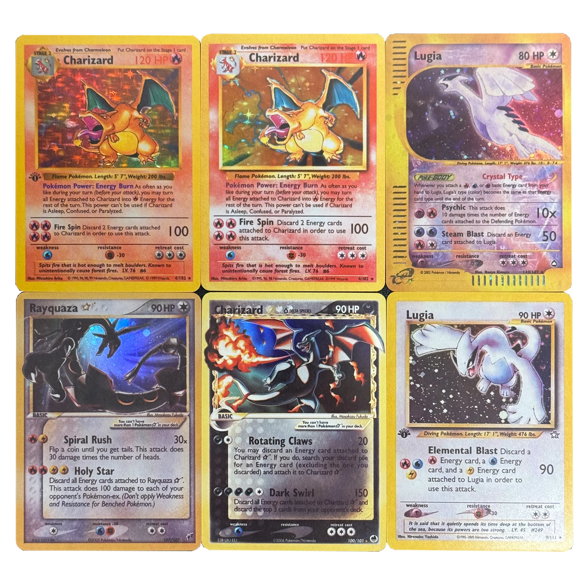 

6 шт./компл. Diy Self Made Ptcg Gengar Charizard Коллекционная карта Цветная карта со звездой Flash Ptcg Lugia Rayquaza Аниме-карта Подарочные игрушки