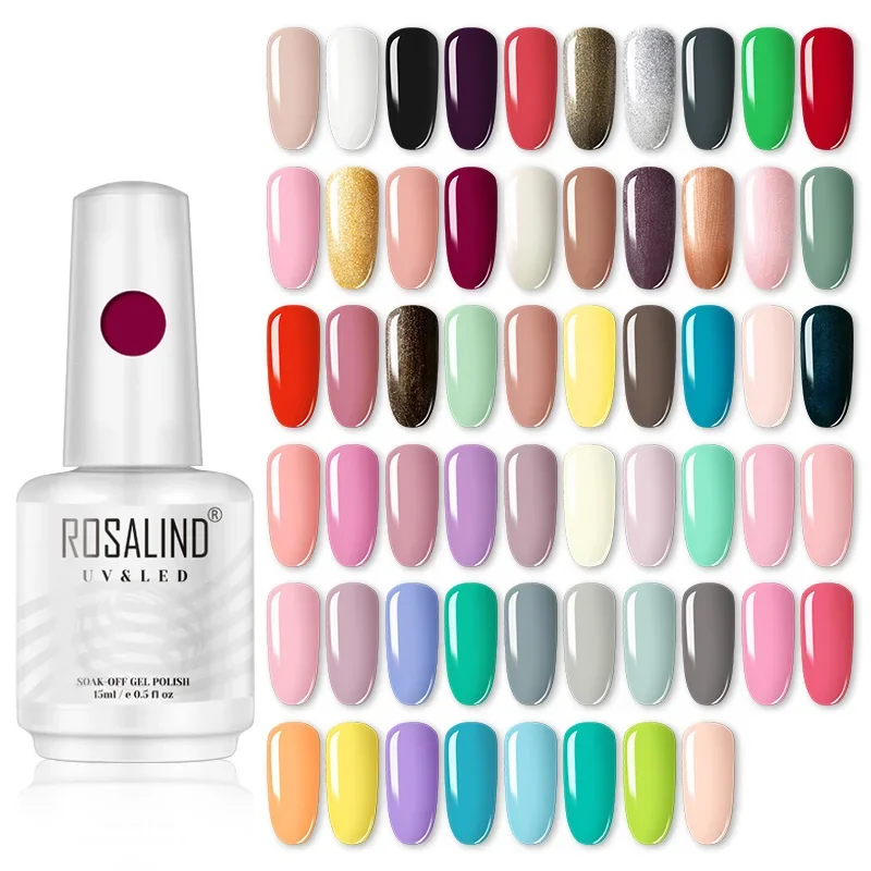 

ROSALIND Pure Color Nail Gel 15ML Nail Polish Semi Permanent Soak Off Gel Varnishes Glossy Matte Effect UV/Led Cure