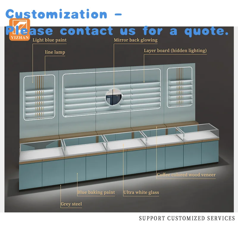 

custom.Stylish Modern Retail Display Showcase Eyewear Durable Sunglasses Store Furniture LED Interior Design Optical Sho
