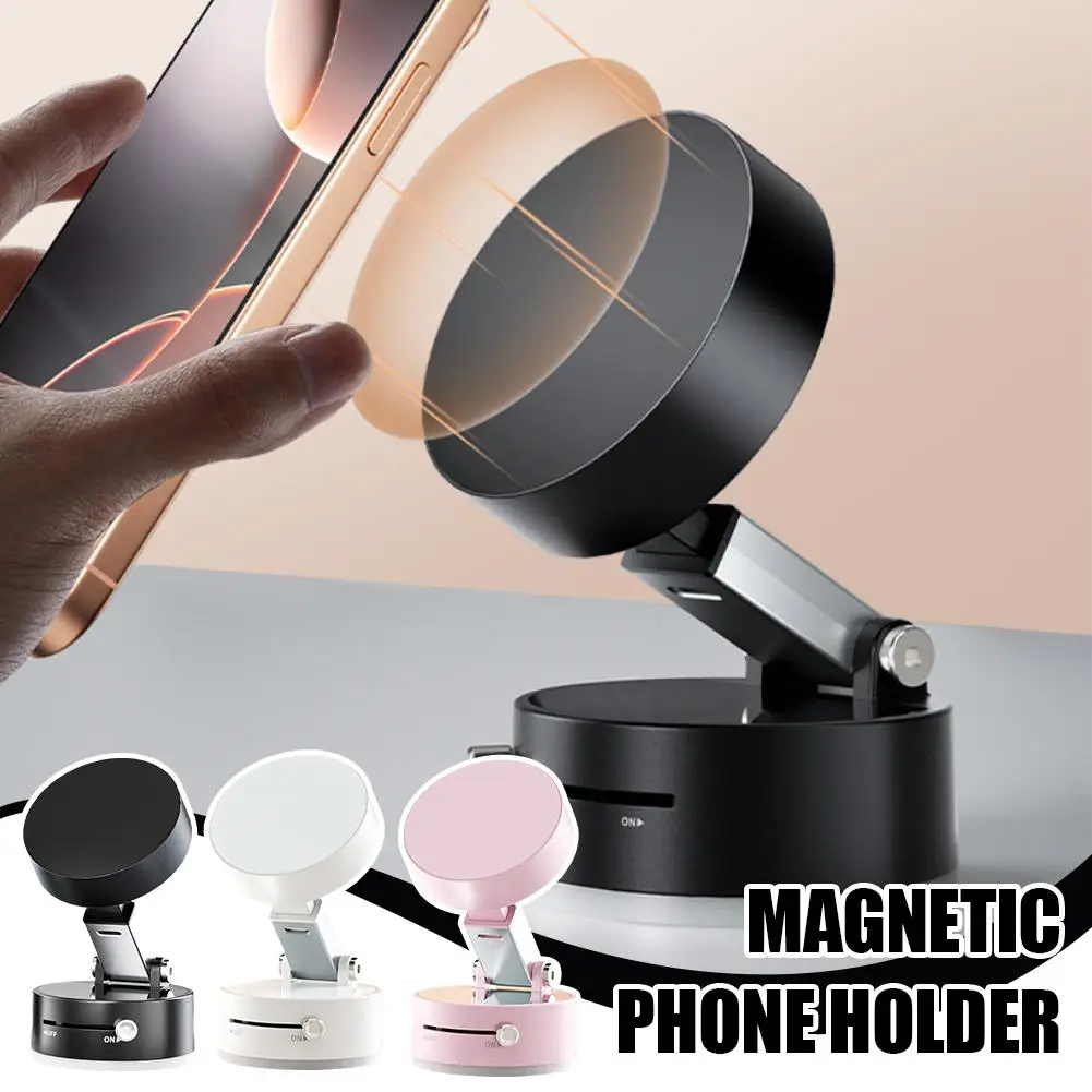 

Bonola Mobile Phone Vacuum Suction Cup Holder Foldable For IPhone/ Android Kitchen Lazy Vacuum Double Sided Magnetic Bracke M3M3