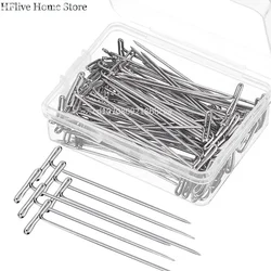 100Pcs Wig T Pins for Holding Wigs Silver 27mm/32mm/53mm Long T-pins Styling Tools For Wig Display Macrame Modelling with Box
