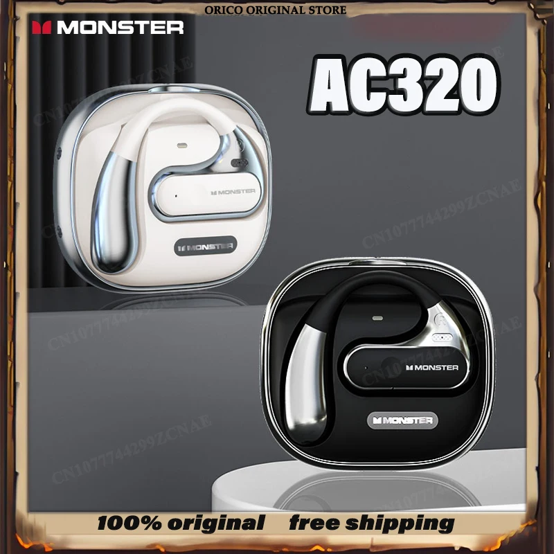 

MONSTER AC320 Bluetooth Bone Conduction Music Earphones n-Ear Design Waterproof AIR CONDUCTION WIRELESS HEADPHONE Laptop Gift PC