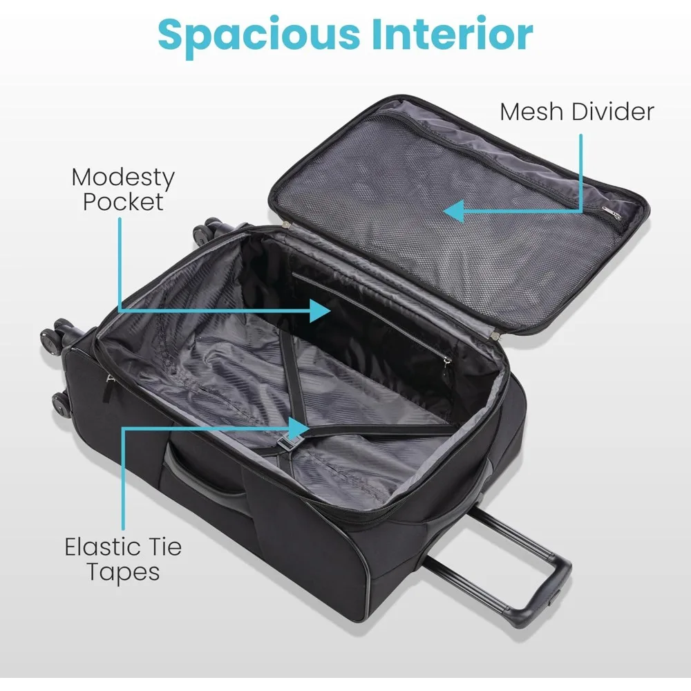 Koper Spinner Softside yang Dapat Diperluas 24 Inci Warna Ungu Anggrek dengan Roda untuk Mobilitas yang Nyaman