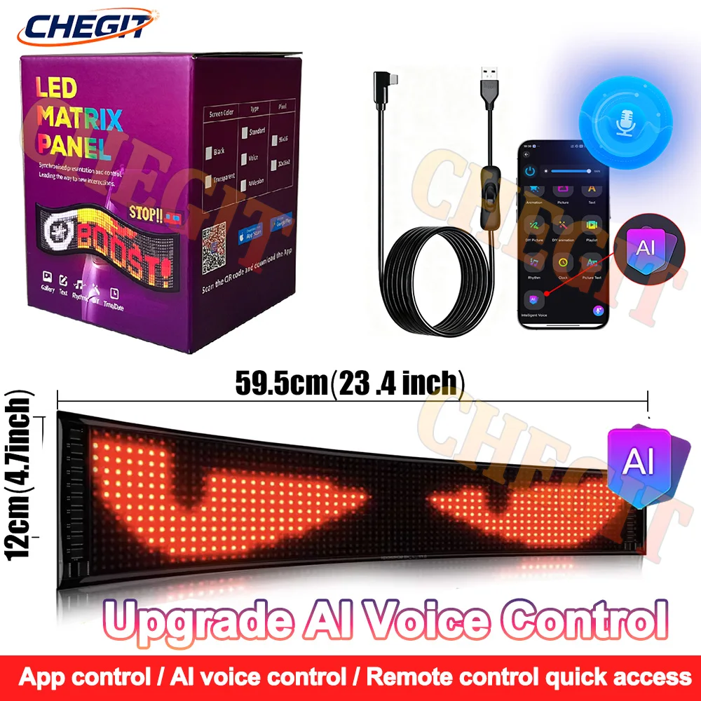 جديد AI صوت سيارة LED مصفوفة بكسل لوحة ضوء الشاشة USB 5 فولت التحكم عن بعد APP لتقوم بها بنفسك أضواء عرض إعلانات قابلة للبرمجة #1