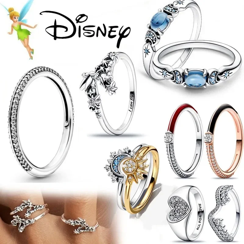 Disney Sun Moon Ring Shining Zirconia Heart Sunshine Fashion Original Jewelry Anniversary Women's Valentine's Gift